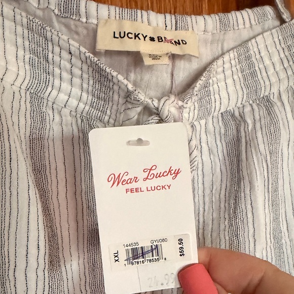 Lucky Brand Blue & White Striped Sleeveless Cropped Tie-Front Top - Picture 4 of 5